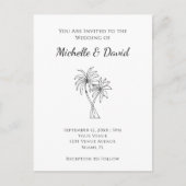 Tropische palmbomen bestemming bruiloft uitnodigin briefkaart (Voorkant)