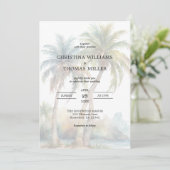 Tropische palmbomen bestemming bruiloft uitnodigin kaart (Staand voorkant)