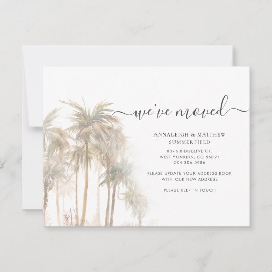 Tropische palmbomen Bewegend adresaankondiging (Voorkant)