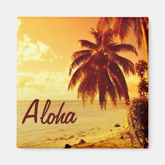 Tropische palmbomen bij zonsondergang Aloha magnee Magneet (Voorkant)