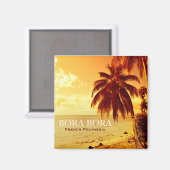 Tropische palmbomen bij zonsondergang Bora Bora ma Magneet (Voorkant / Achterkant)