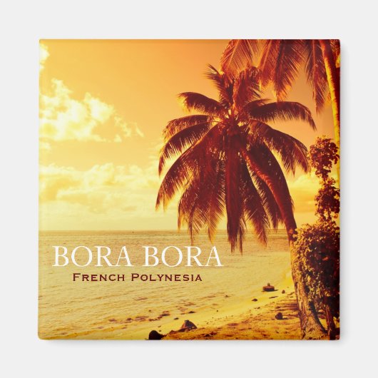 Tropische palmbomen bij zonsondergang Bora Bora ma Magneet (Voorkant)