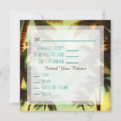 Tropische palmbomen bij zonsondergang bruiloft kaart (Achterkant)