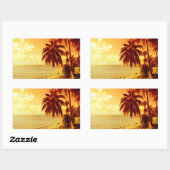 Tropische palmbomen bij zonsondergang rechthoek st rechthoekige sticker (Vel)