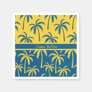 Tropische palmbomen Blauw geel Aangepast Servet