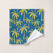 Tropische palmbomen Blauw Geel Beach Island Bad Handdoek (Wasdoekje)