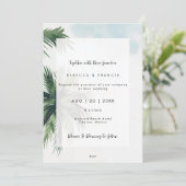 Tropische palmbomen Blauwe lucht bruiloft uitnodig Kaart (Staand voorkant)