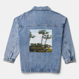 Tropische Palmbomen Blauwe Lucht Stijlvolle Zomerj Denim Jacket