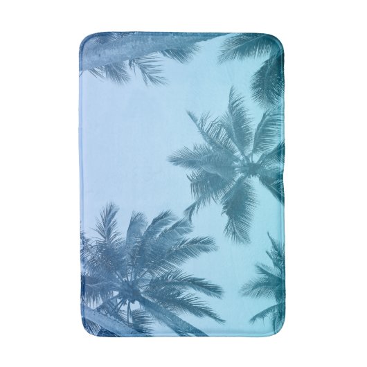  tropische palmbomen Blauwgroen gradiënt Badmat (Voorkant Verticaal)