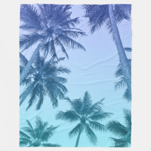 Tropische palmbomen Blauwgroen gradiëntrendie Fleece Deken