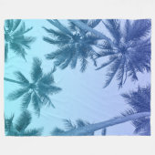 Tropische palmbomen Blauwgroen gradiëntrendie Fleece Deken (Voorkant (Horizontaal))