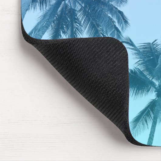 Tropische palmbomen Blauwgroen gradiëntrendie Muismat (Hoek)