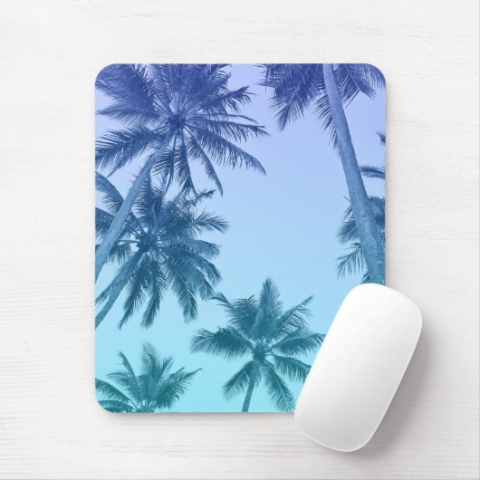 Tropische palmbomen Blauwgroen gradiëntrendie Muismat (Met muis)