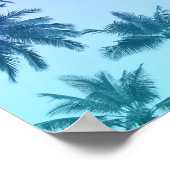 Tropische palmbomen Blauwgroen gradiëntrendie Poster (Hoek)