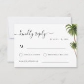 Tropische palmbomen Boho Beach Bestemming Bruiloft RSVP Kaartje (Voorkant)