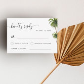 Tropische palmbomen Boho Beach Bestemming Bruiloft RSVP Kaartje