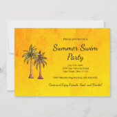 Tropische palmbomen Bright Gold Summer Swim Party Kaart (Voorkant)