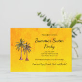 Tropische palmbomen Bright Gold Summer Swim Party Kaart (Staand voorkant)