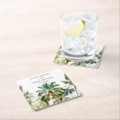 Tropische palmbomen bruiloft kartonnen onderzetters (Insitu)