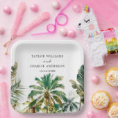 Tropische palmbomen bruiloft papieren bordje (Feest)