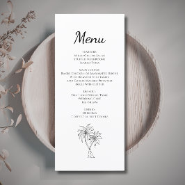 Tropische palmbomen bruiloft receptie diner menu