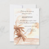 Tropische palmbomen bruiloft receptie kaart (Voorkant)