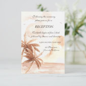 Tropische palmbomen bruiloft receptie kaart (Staand voorkant)