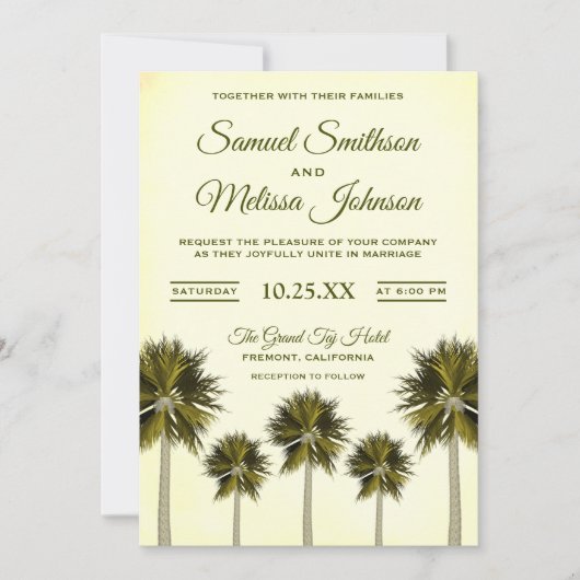  tropische palmbomen bruiloft uitnodiging (Voorkant)