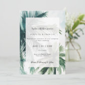 Tropische palmbomen bruiloft uitnodiging (Staand voorkant)