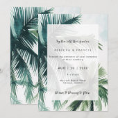 Tropische palmbomen bruiloft uitnodiging (Voorkant / Achterkant)