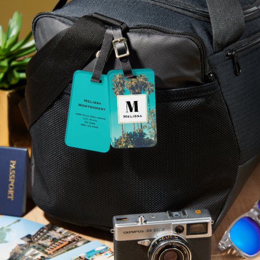 Tropische palmbomen California Retro Bagagelabel (Voorkant /achterkant)