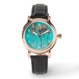 Tropische palmbomen California Retro Horloge