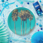 Tropische palmbomen California Retro Papieren Bordje (Feest)