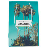 Tropische palmbomen California Retro Verjaardag Medium Cadeauzakje (Voorkant)