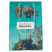 Tropische palmbomen California Retro Verjaardag Medium Cadeauzakje (Achterkant)
