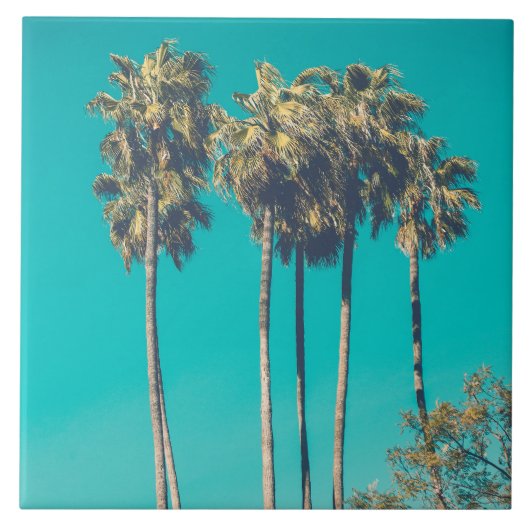 Tropische palmbomen California Retro Vibe Tegeltje (Voorkant)