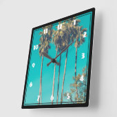 Tropische palmbomen California Retro Vierkante Klok (Hoek)