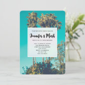 Tropische palmbomen Californië Retro bruiloft Kaart (Staand voorkant)