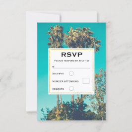 Tropische palmbomen Californië Retro bruiloft RSVP Kaartje