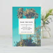 Tropische palmbomen Californië Retro bruiloft Save The Date (Staand voorkant)