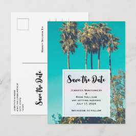 Tropische palmbomen Californië Save the Date Uitnodiging Briefkaart