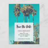 Tropische palmbomen Californië Save the Date Uitnodiging Briefkaart (Voorkant)