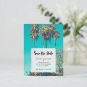 Tropische palmbomen Californië Save the Date Uitnodiging Briefkaart (Staand voorkant)