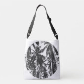Tropische palmbomen cirkelvormig ontwerp in zwart crossbody tas (Achterkant)