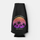 Tropische Palmbomen Custom Pink Black Beach Party Flesjeskoeler (Voorkant)