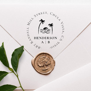 Tropische Palmbomen Custom Wedding Retour Adres Zelfinktende Stempel