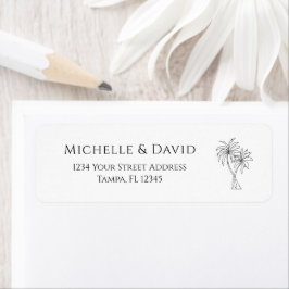 Tropische Palmbomen Eenvoudig Klassiek Retour Adre Etiket