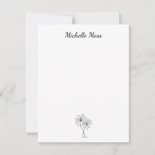 Tropische palmbomen Eenvoudig zwart wit Notitiekaartje (Voorkant)