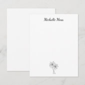 Tropische palmbomen Eenvoudig zwart wit Notitiekaartje (Voorkant / Achterkant)