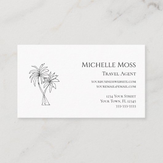 Tropische palmbomen Eenvoudige botanische tekening Visitekaartje (Voorkant)